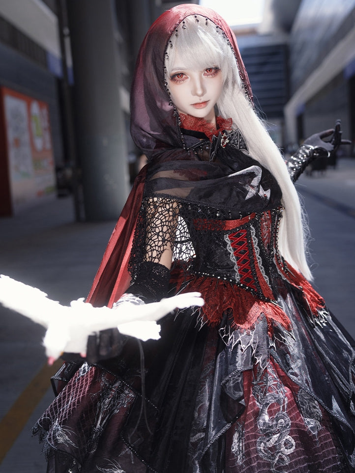 Robe JSK gothique Lolita « Black-Red Dragon Bone »