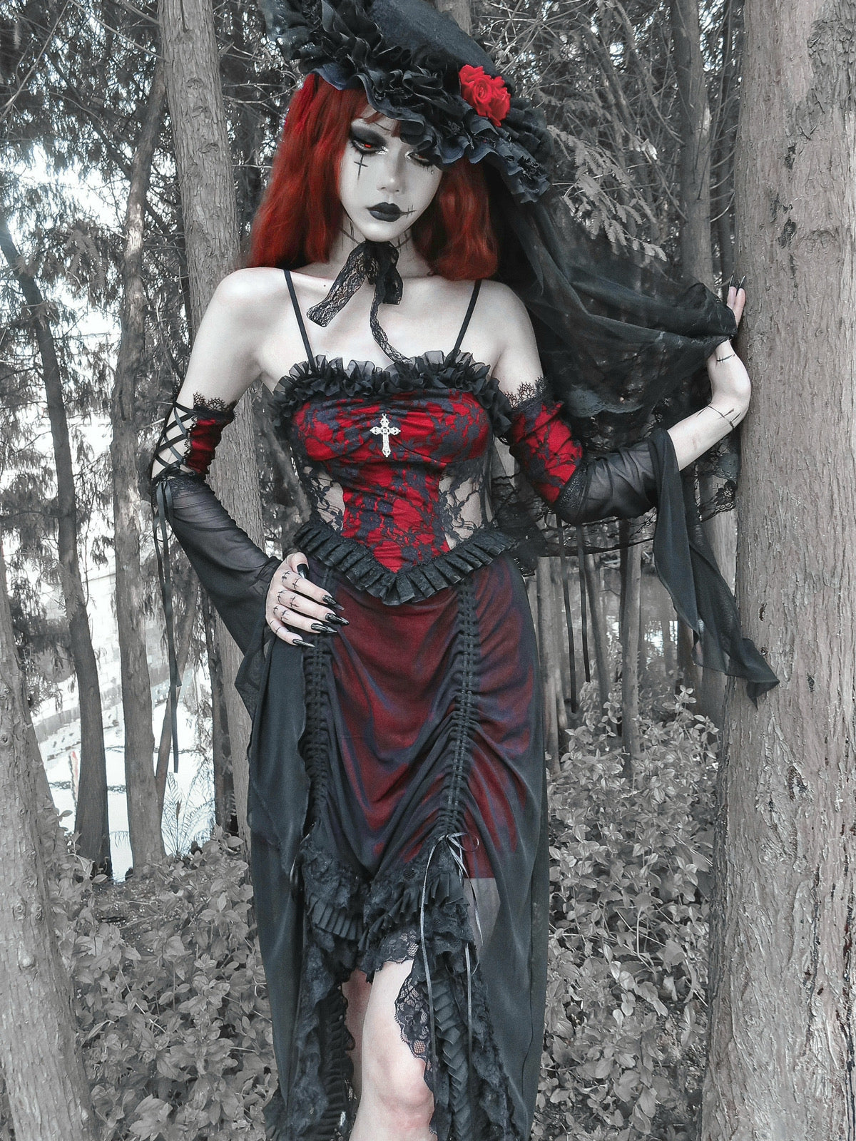 Lolita Dark Goth Lace Camisole Dress LG1026