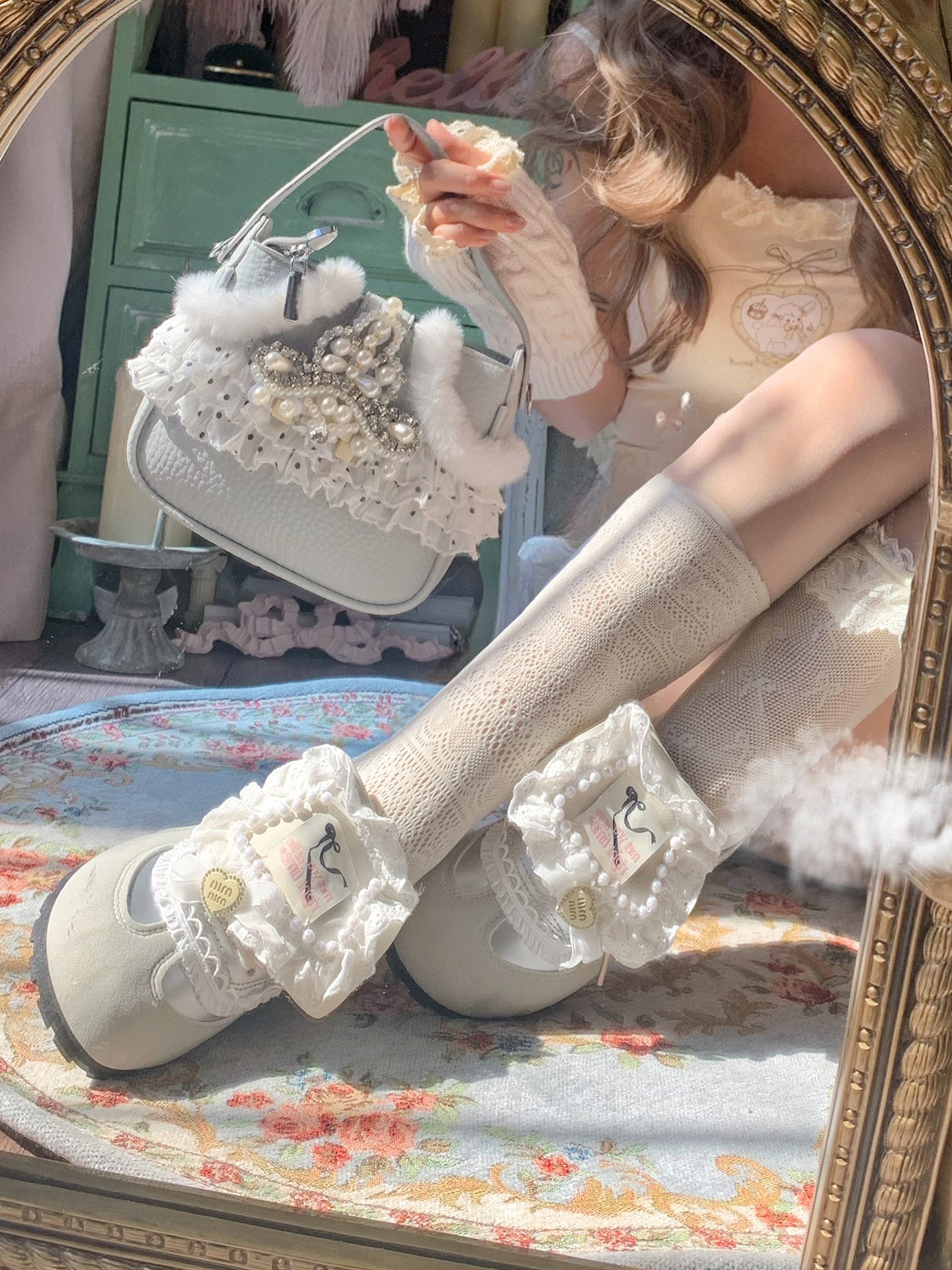 Lolita Bow Patchwork Flat Shoes LE5004