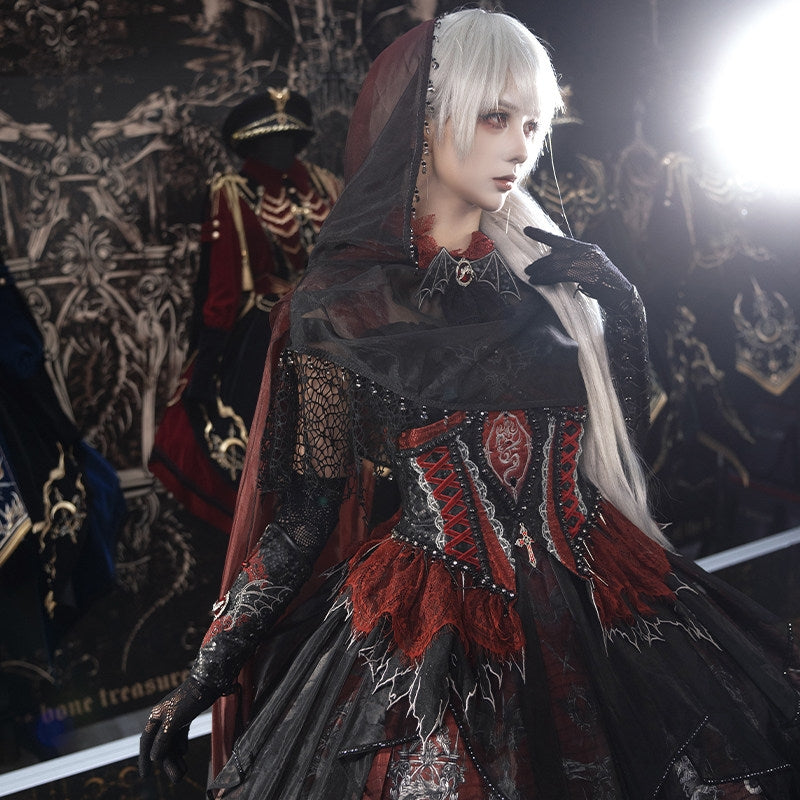 Robe JSK gothique Lolita « Black-Red Dragon Bone »
