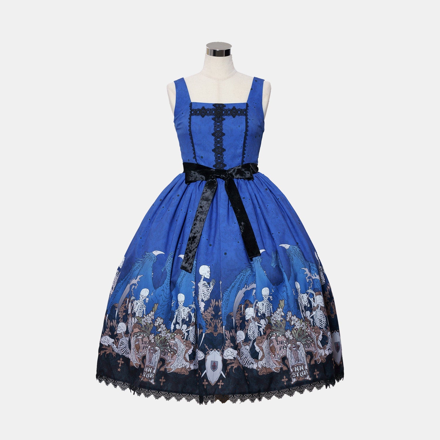 Dragon Bone Lily Lolita Gothic Blue JSK Dress