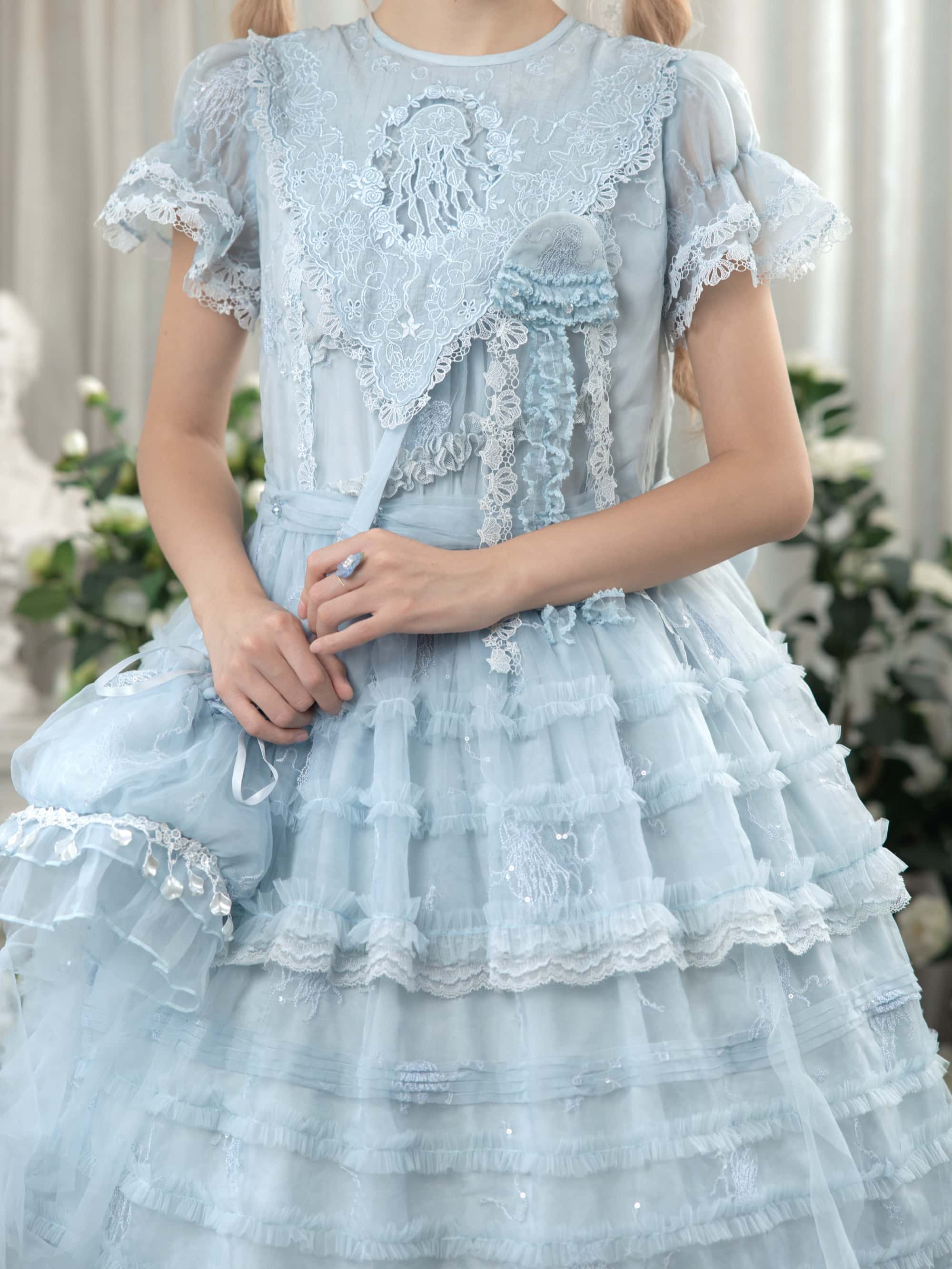 Colored Glaze Jellyfish Lolita Embroidered OP Dress