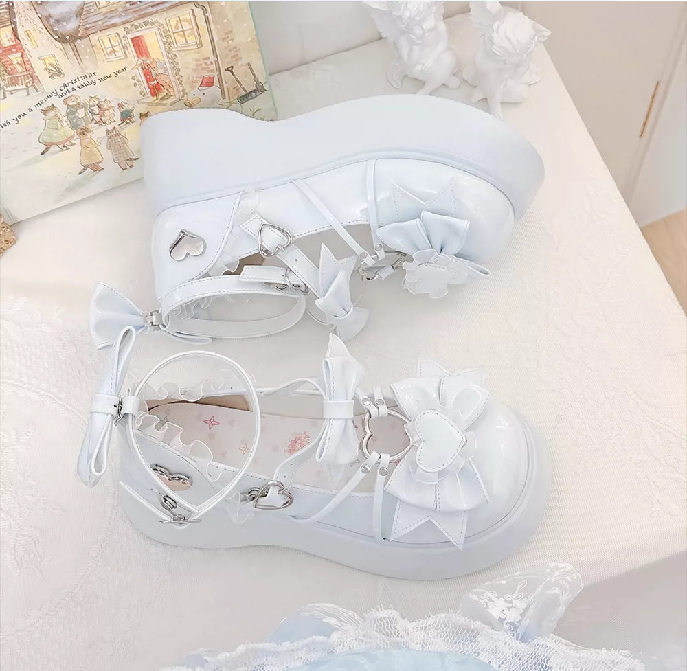 DokiDoki Sweet Lolita Platform Mary Jane Heart Buckle Bow Shoes