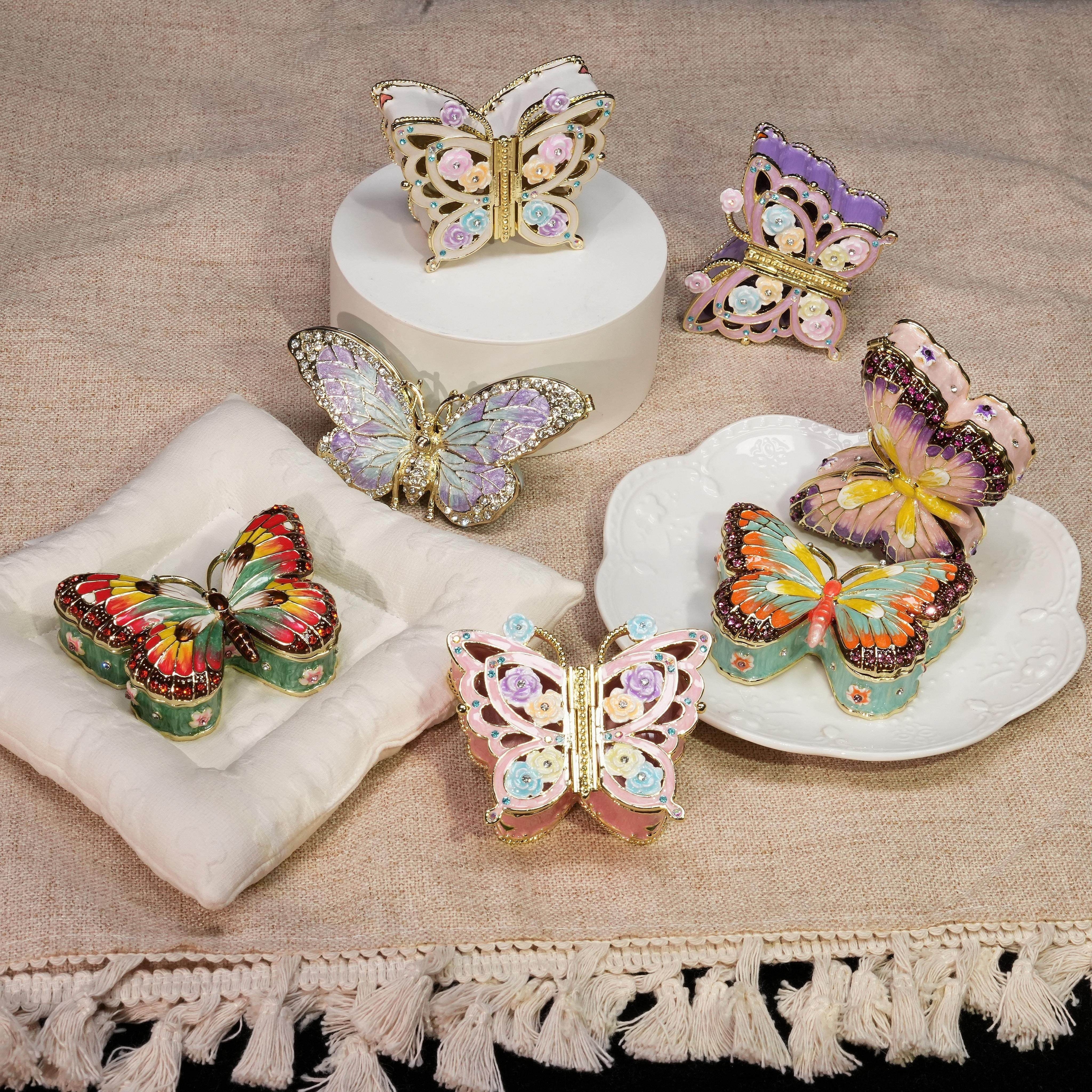 Butterfly-Shaped Enamel Jewelry Box Lolita Decor Gift