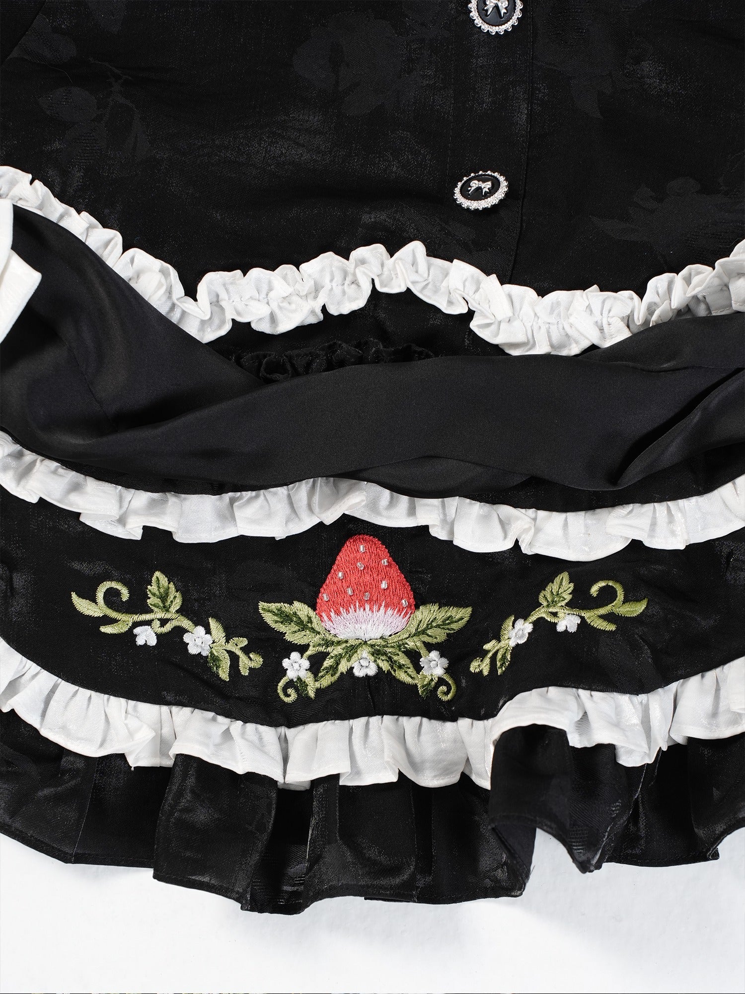 Twilight Berry Princess Gothic Maid Lolita Tiered Embroidered OP Dress