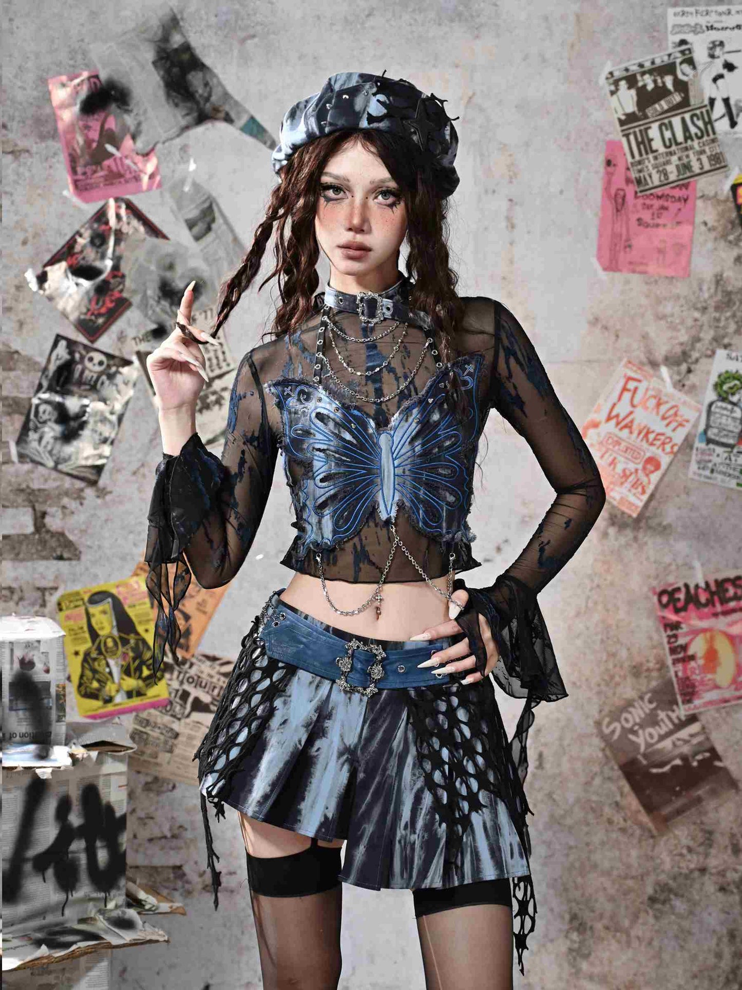 Y2K Punk Rivet Chain Bustier Set LE1020