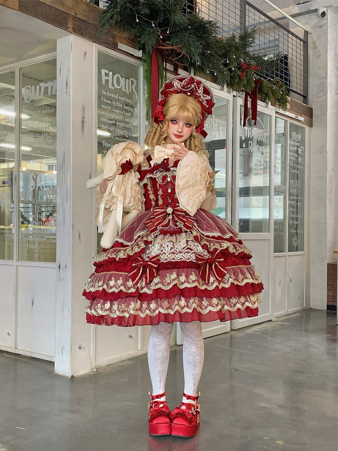 Crown of Gems Lolita Original Doll‑Like Strap JSK Red Dress