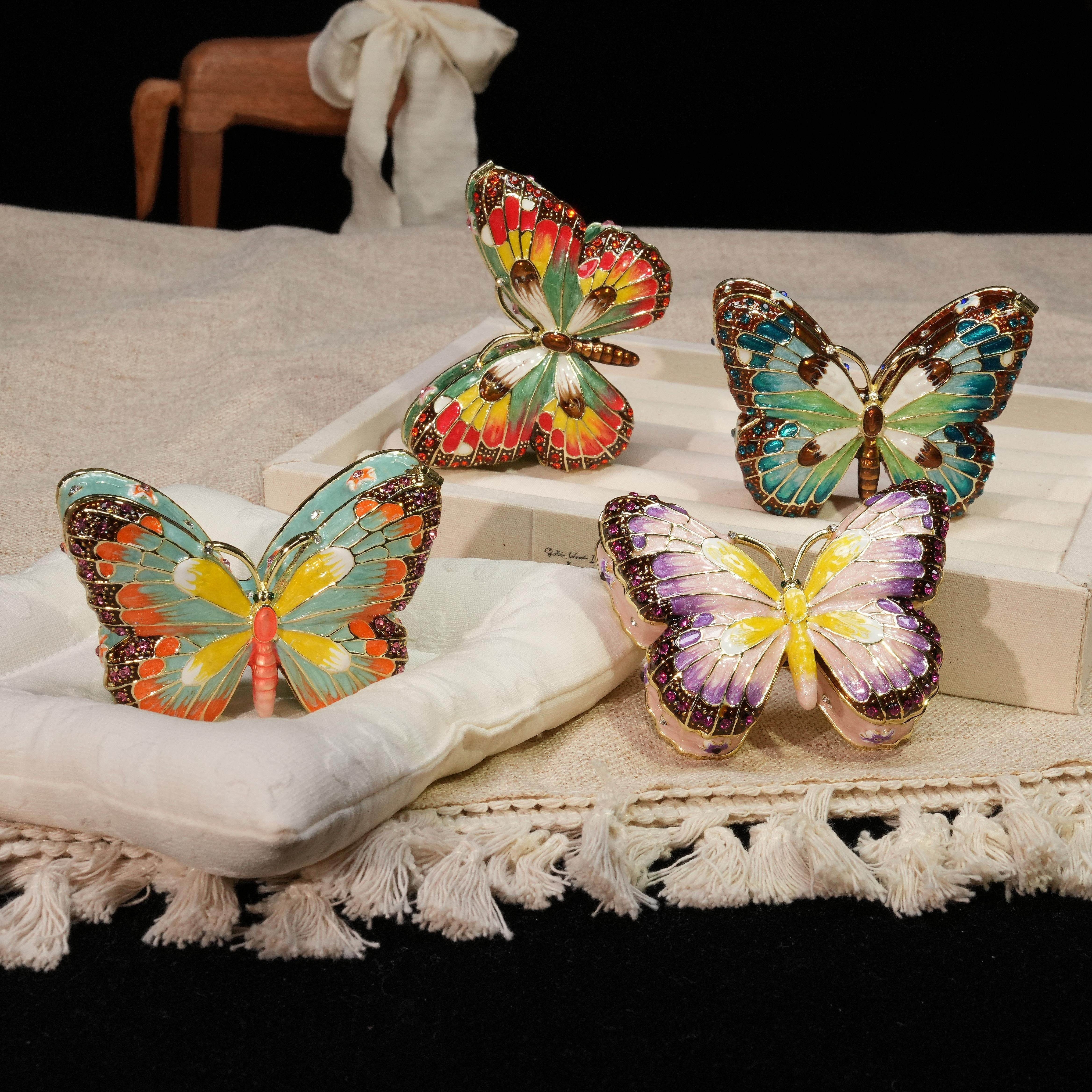 Butterfly-Shaped Enamel Jewelry Box Lolita Decor Gift