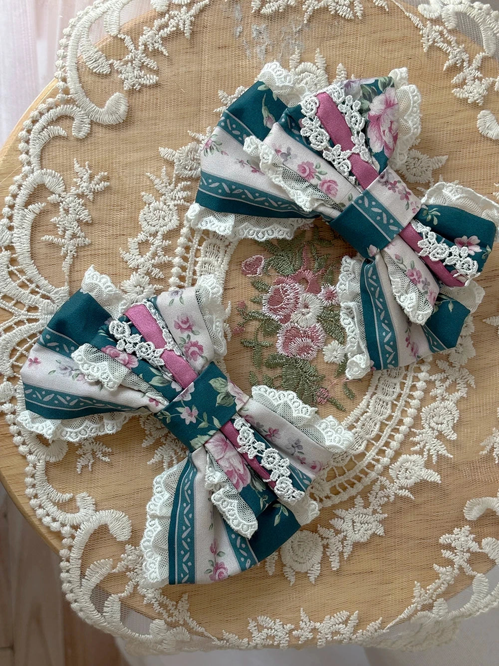 Susans Garden Pastel Floral Wall Lolita Dress and Hair Accessories