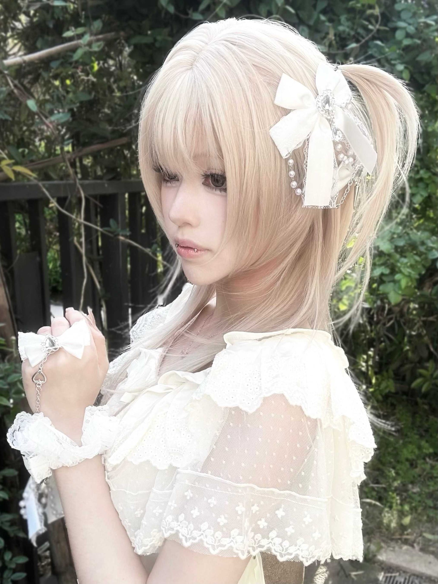 Lolita Kawaii Goth Lace Bow Hair Clip (5 Colors) LE6006