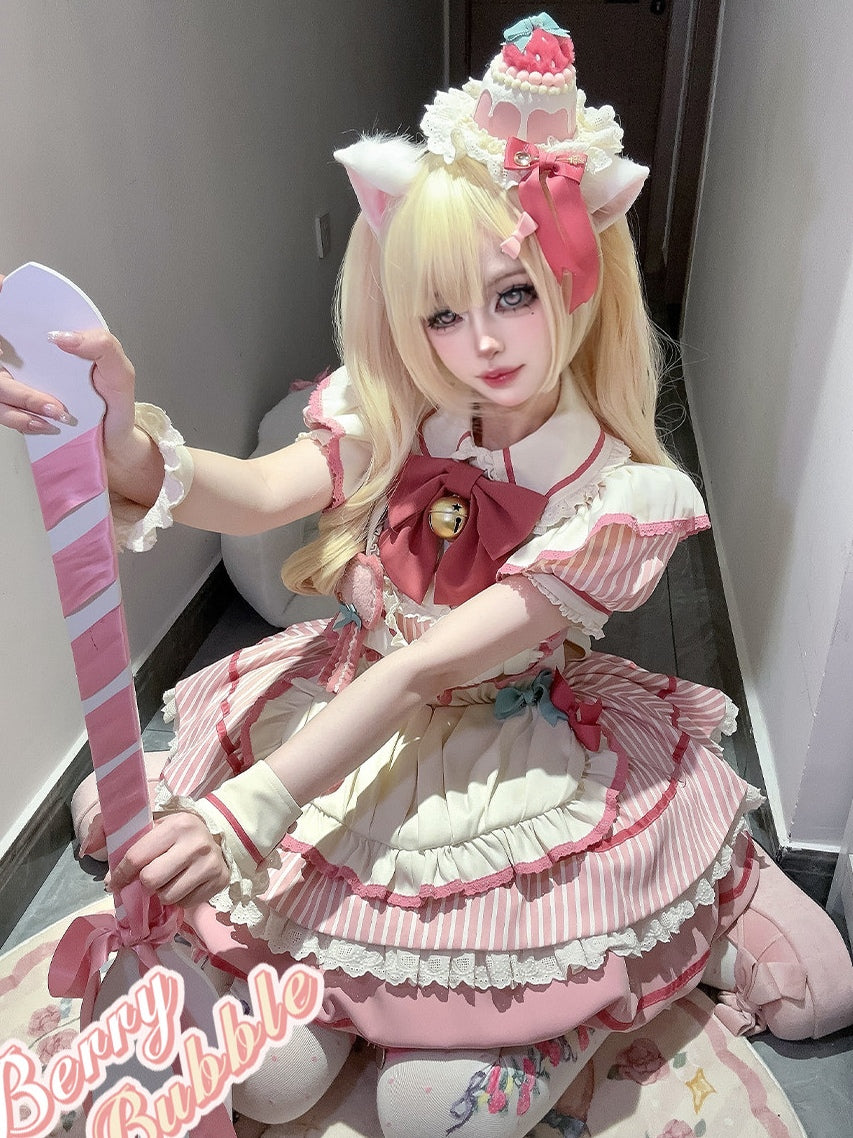 Berry Bubble Blossom Sweet Maid Lolita OP & Apron Set