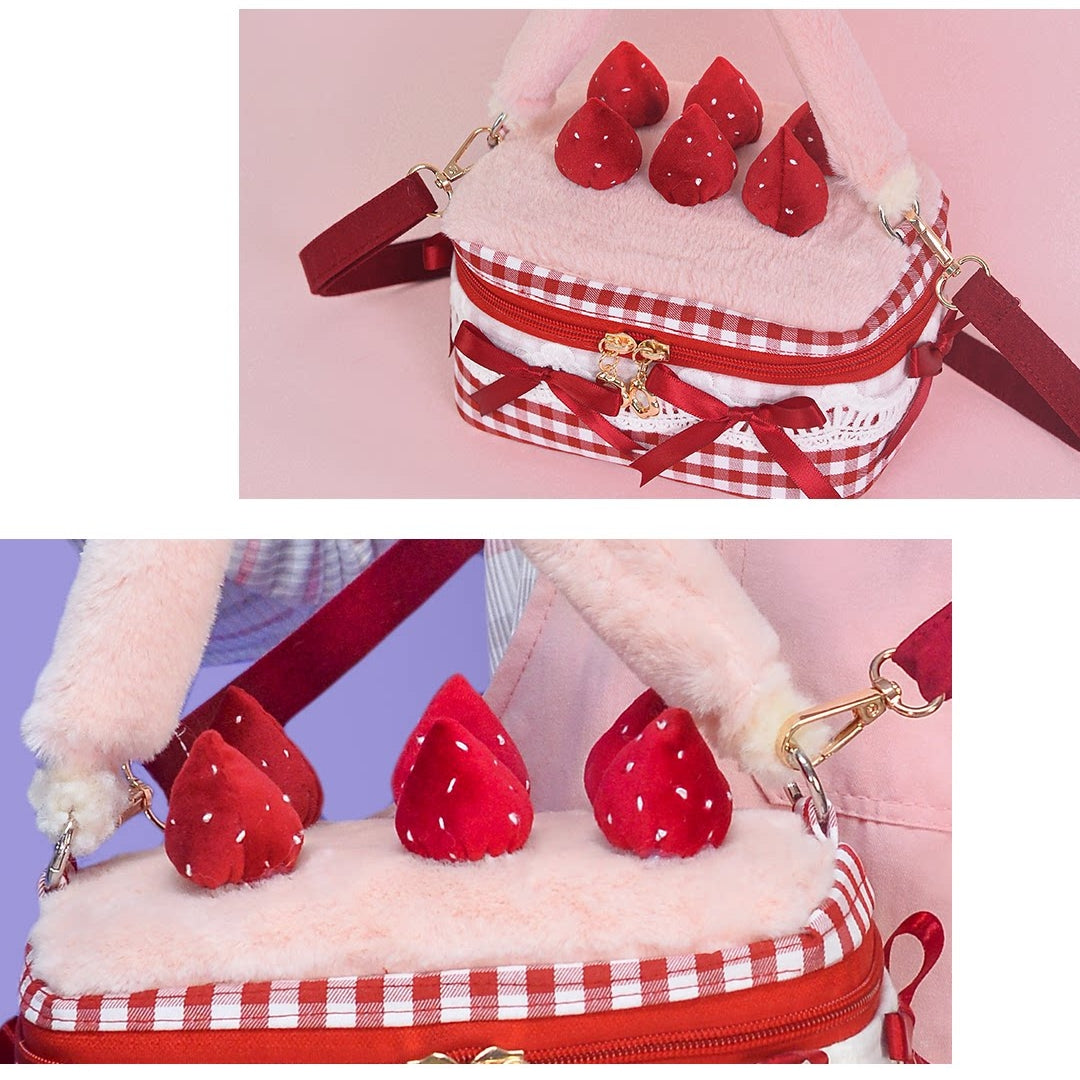 Strawberry Cake Gingham Sweet Lolita Crossbody Bag