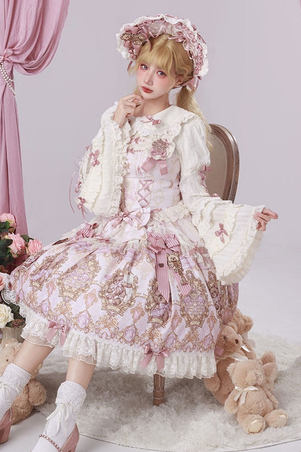 Sweet Ode Bear Lolita Printed Pink JSK