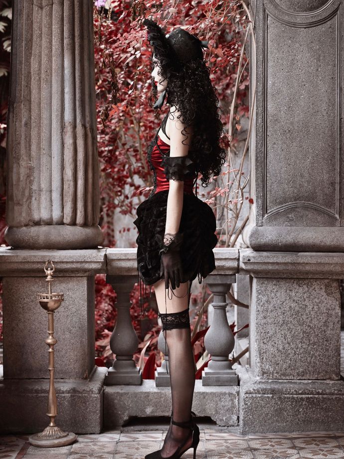 Lolita Gothic Spiderweb Lace-Up Dress LG1045