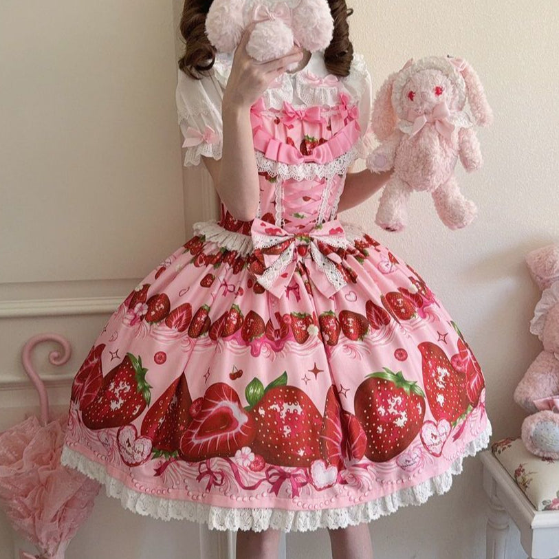 Lolita Sweet Strawberry Print JSK Dress LS1001