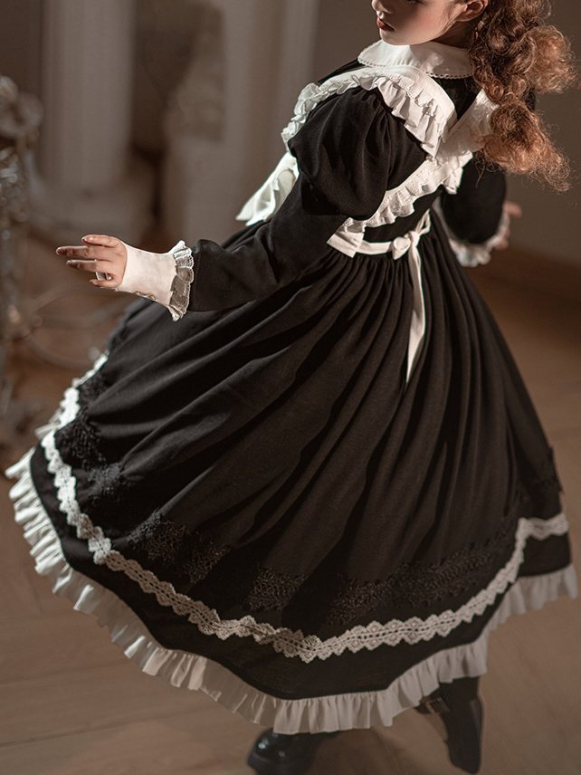 Lolita Halloween Black Gothic Maid Lolita Dress LE1038