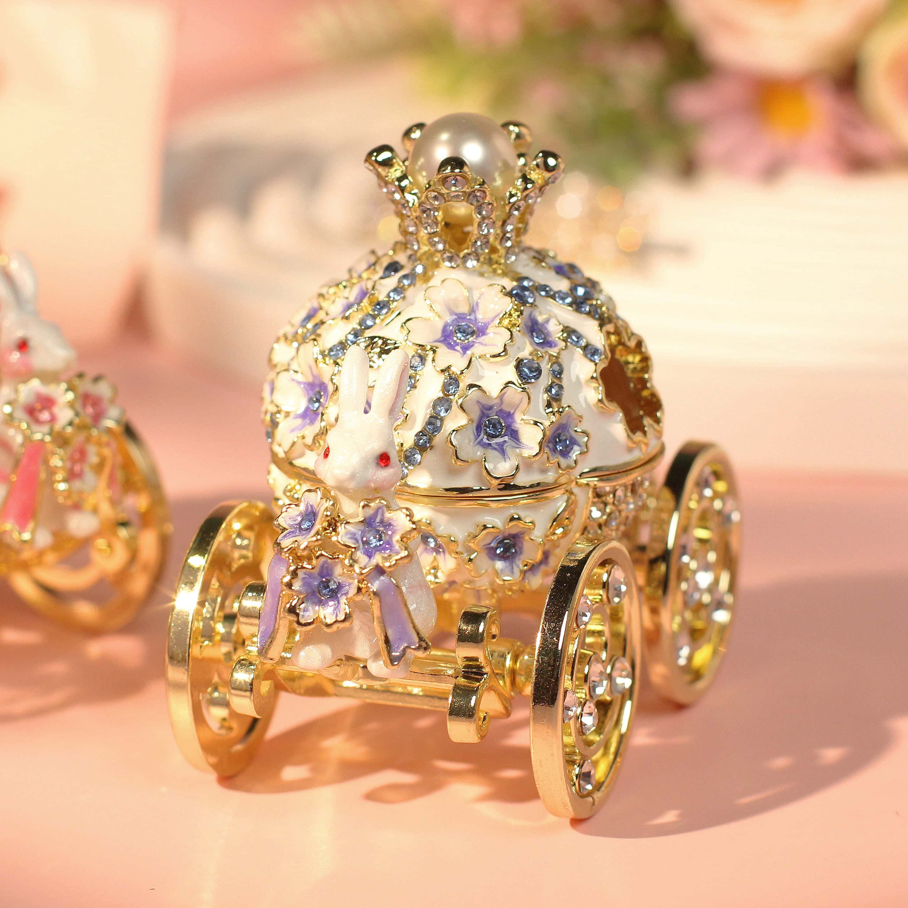 Carousel-Shaped Enamel Ring Jewelry Box Lolita Decor Gift