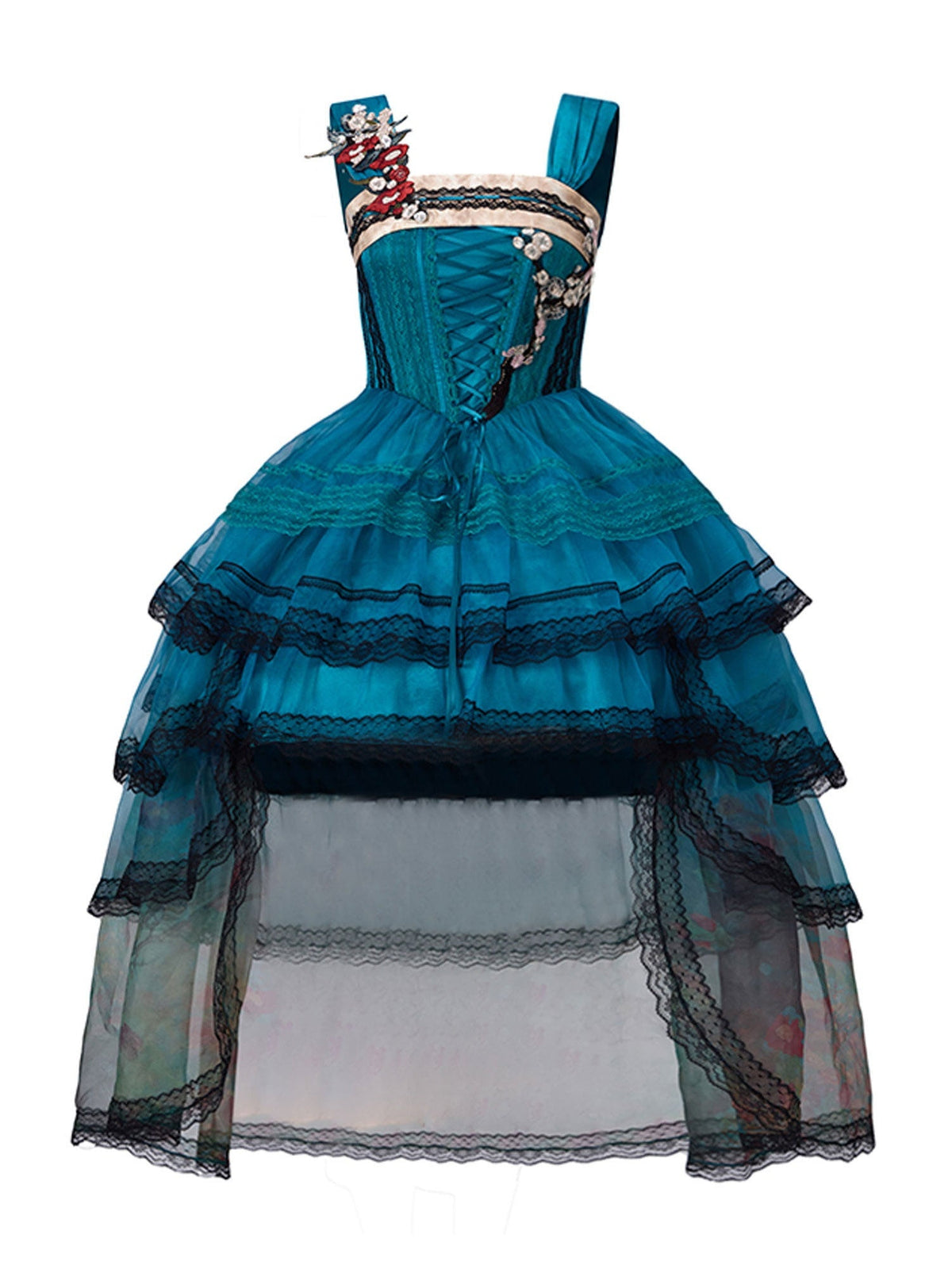 Misty New Dawn Peacock Blue Classic Lolita Short JSK Tea Party Set