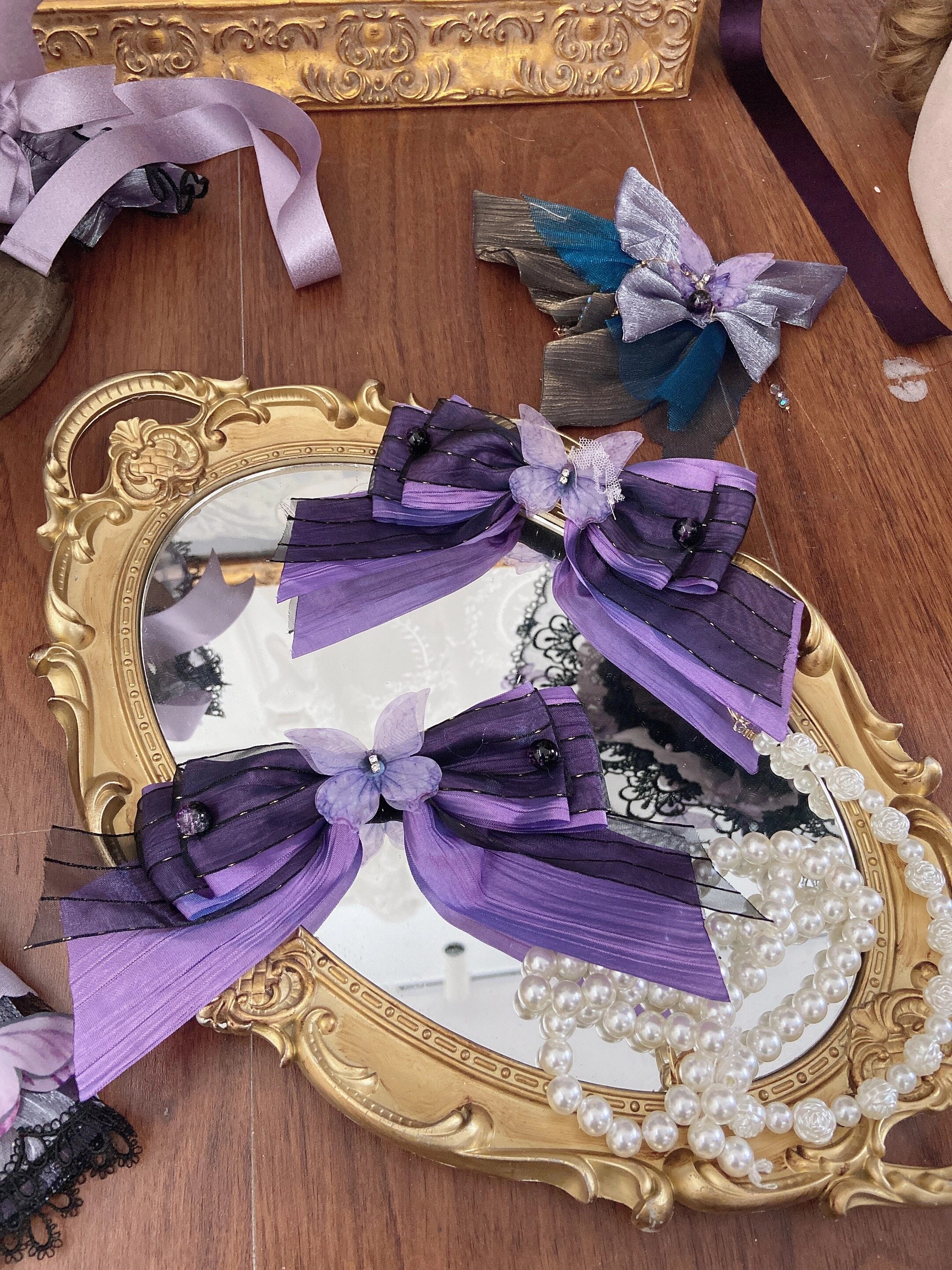 Purple Butterfly on Moonlight Night Gothic Lolita Corset Dress Set