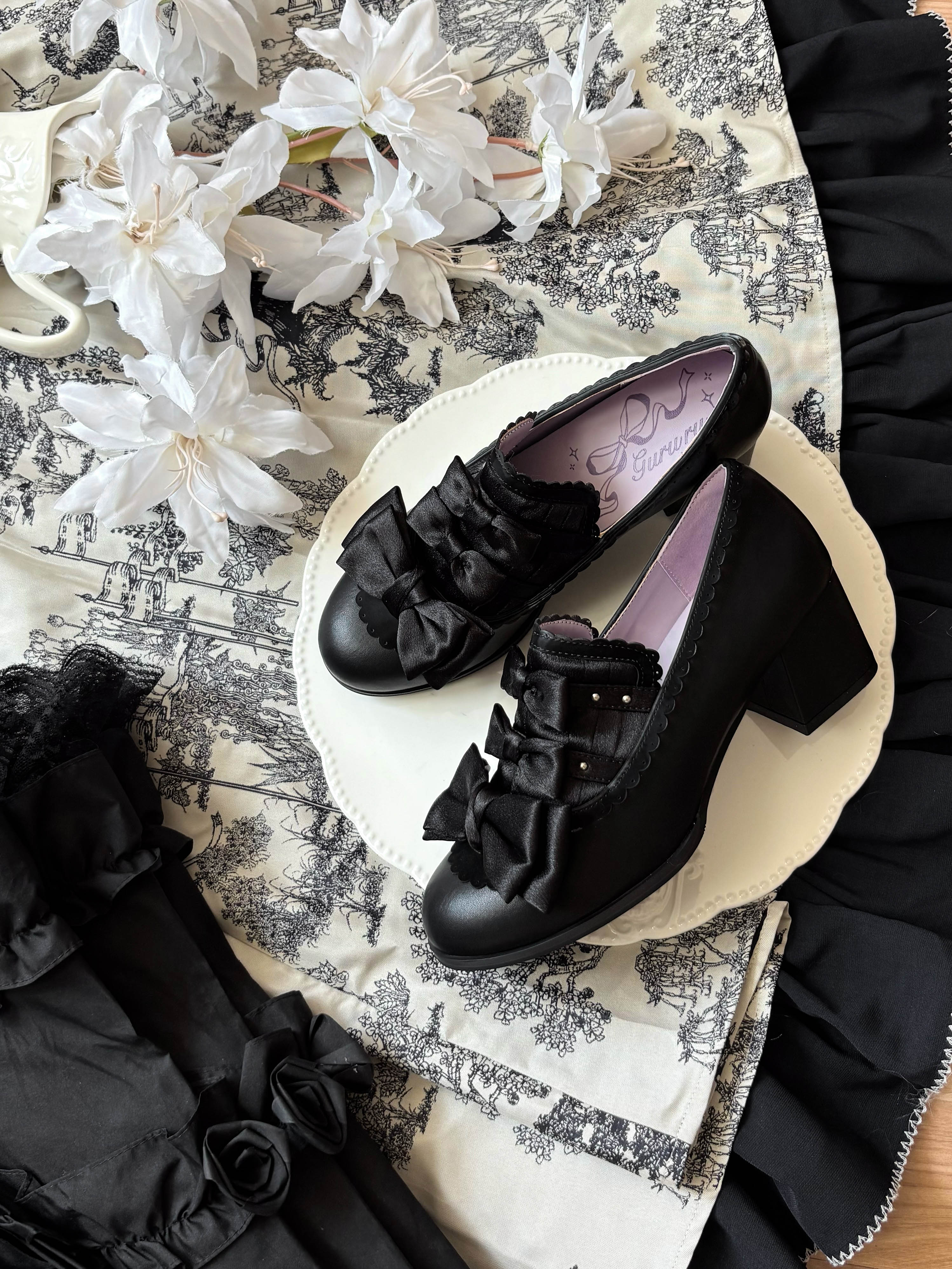 Nocturne of Castle Satin Elegant Classic‑Lolita High‑Heeled Shoes