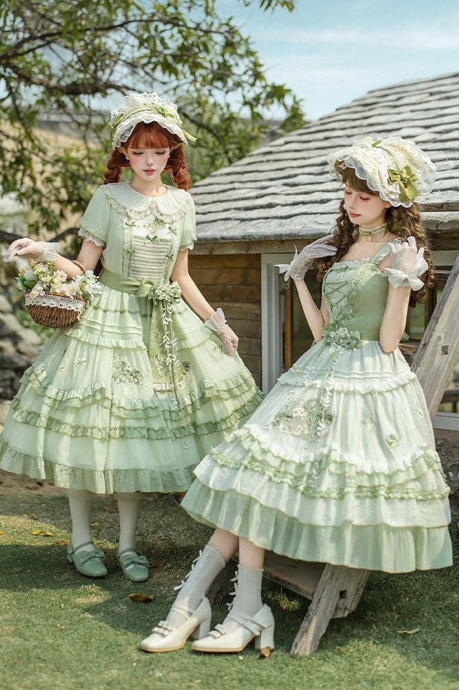 Green Grape Lolita Cottagecore OP/JSK Dress