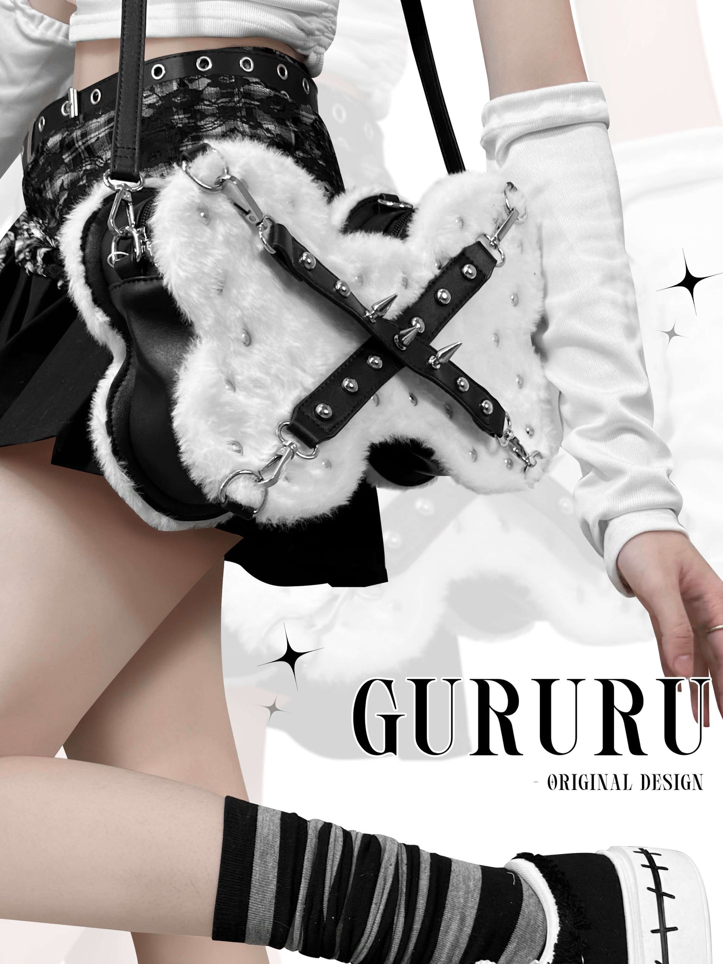 Lolita Gothic Punk Bone Plush Bag LE8005