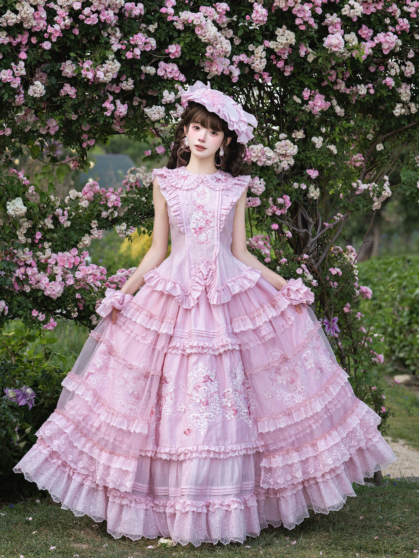 Pink Rose Elegant Classic Lolita Original Bridal Princess Dress