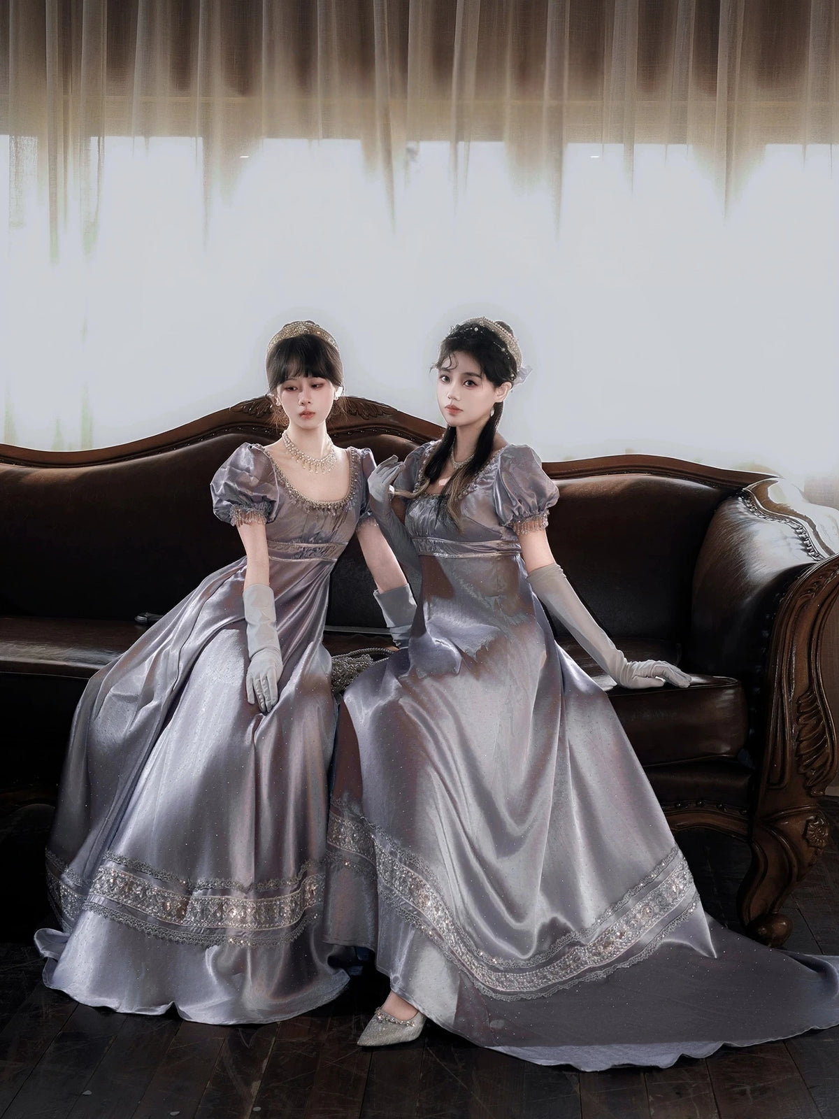 War and Peace Hepburn‑Style Palace Satin Empire Waist Lolita Dress