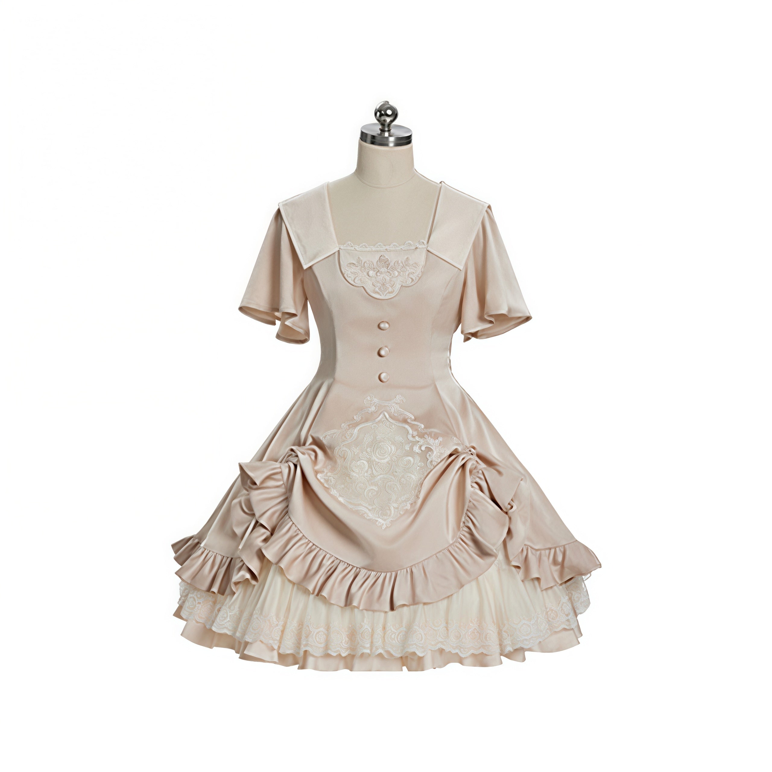 Glaze Floral Realm Lolita Printed Champagne OP Dress Set