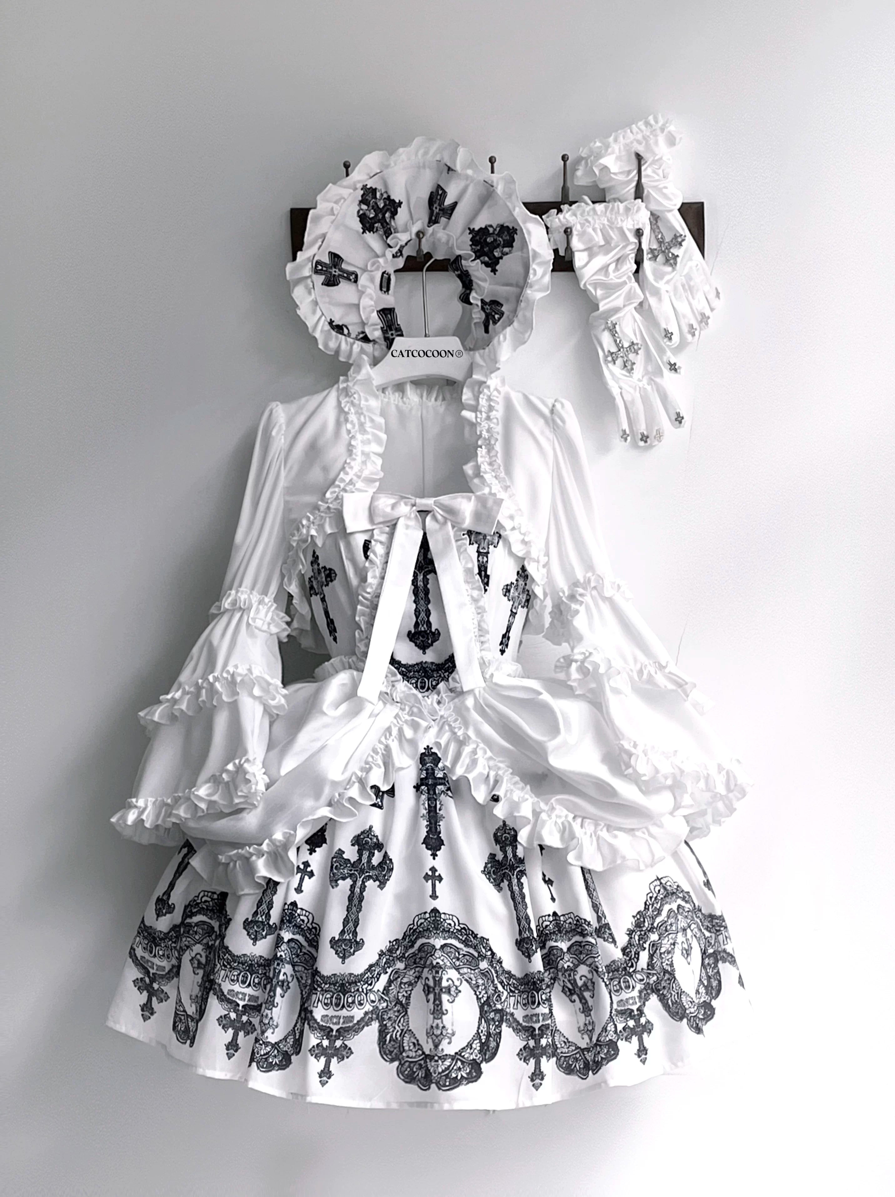 Lace Cross Gothic Lolita JSK White Set