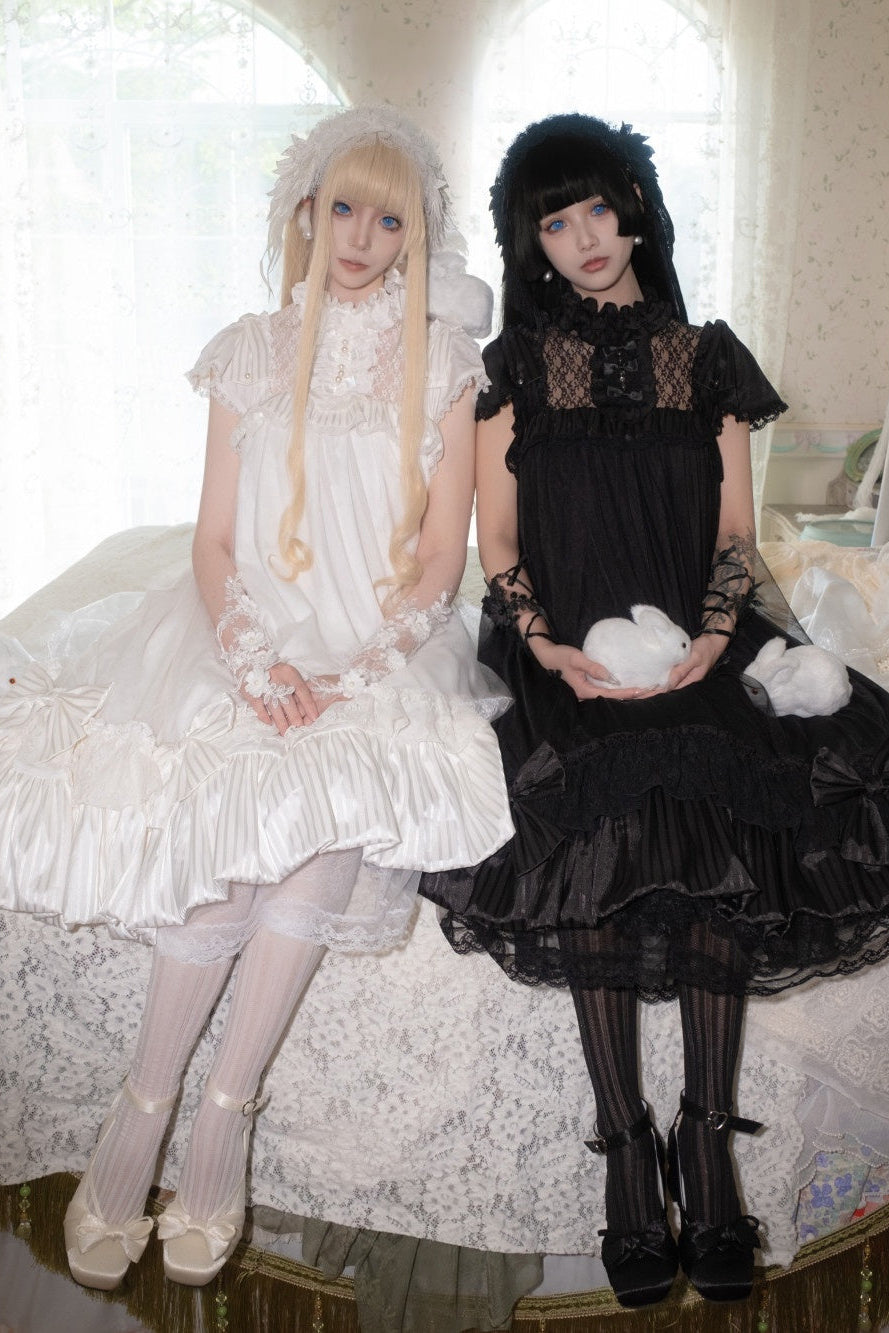 Transparent Puppet Lilisia & Luluna Gothic Lolita Pearl Lace Dress