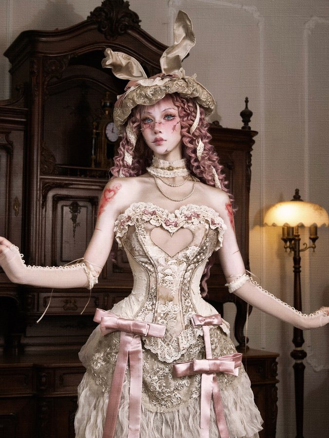Cupid's Poem Casket Rococo Corset & Train Dress Set