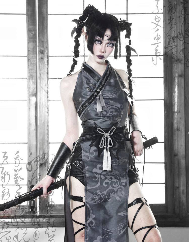 Lolita Gothic Totem Jacquard Suede Dress LG1027