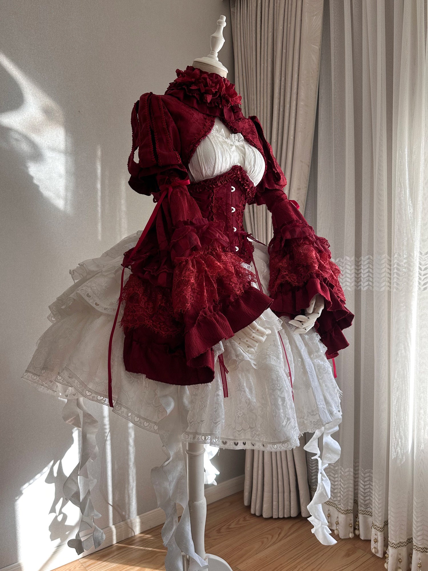 Caliburn Sword in Stone Gothic Red Blue Lolita JSK Full Set