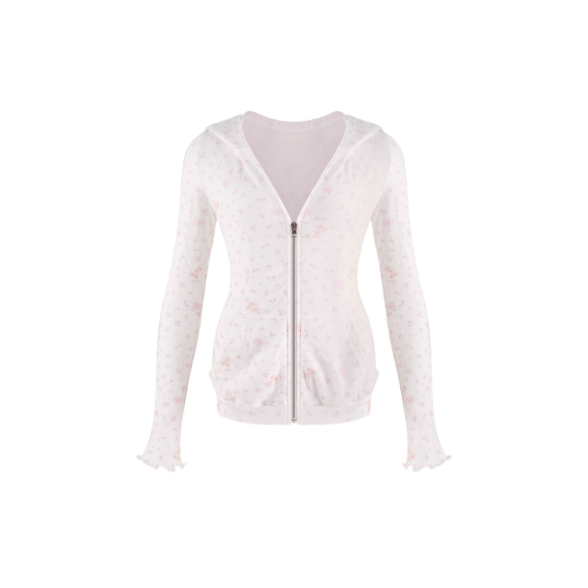Star Fall Floral White Hooded Jacket Pink Camisole White Floral Shorts Girly Set