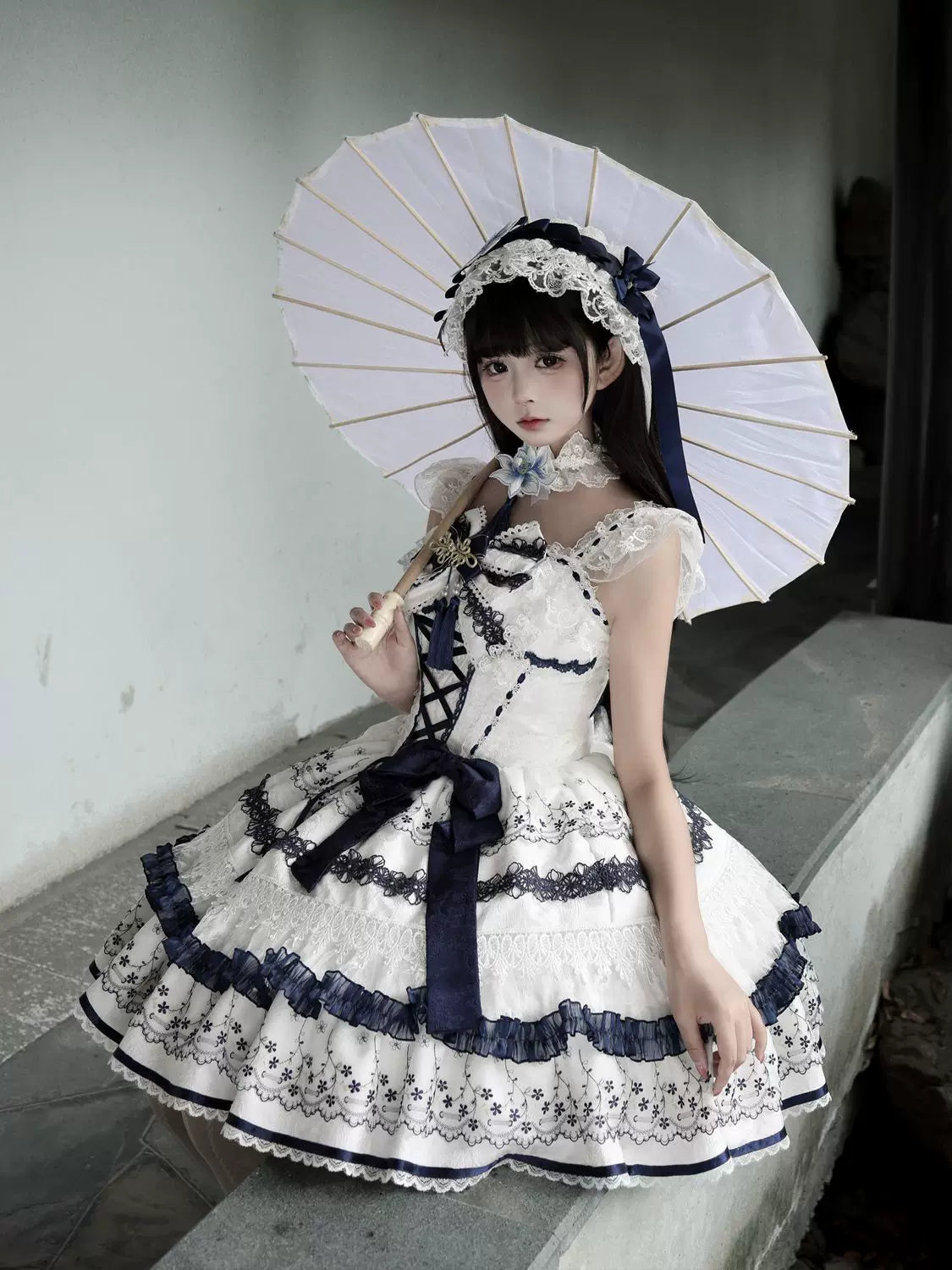 Qingyuan Fu Blue Porcelain Sweet Lolita JSK Suspender Dress