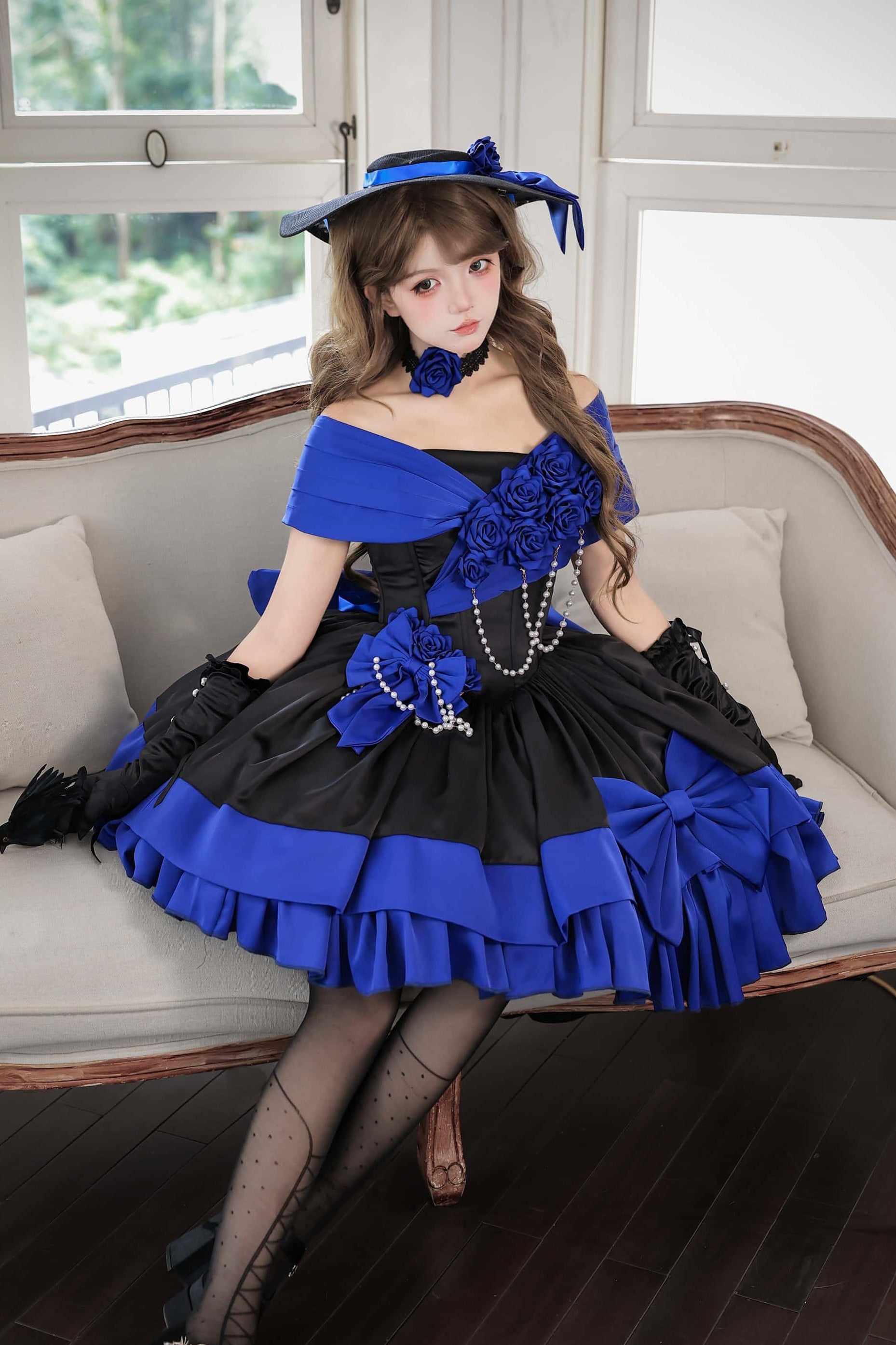 Treasure Chest Rose Lolita Blue Dress