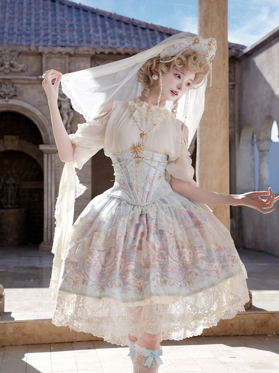 Moon‑Veil Zodiac Elegant Retro Ancient‑Greek Lolita JSK Dress