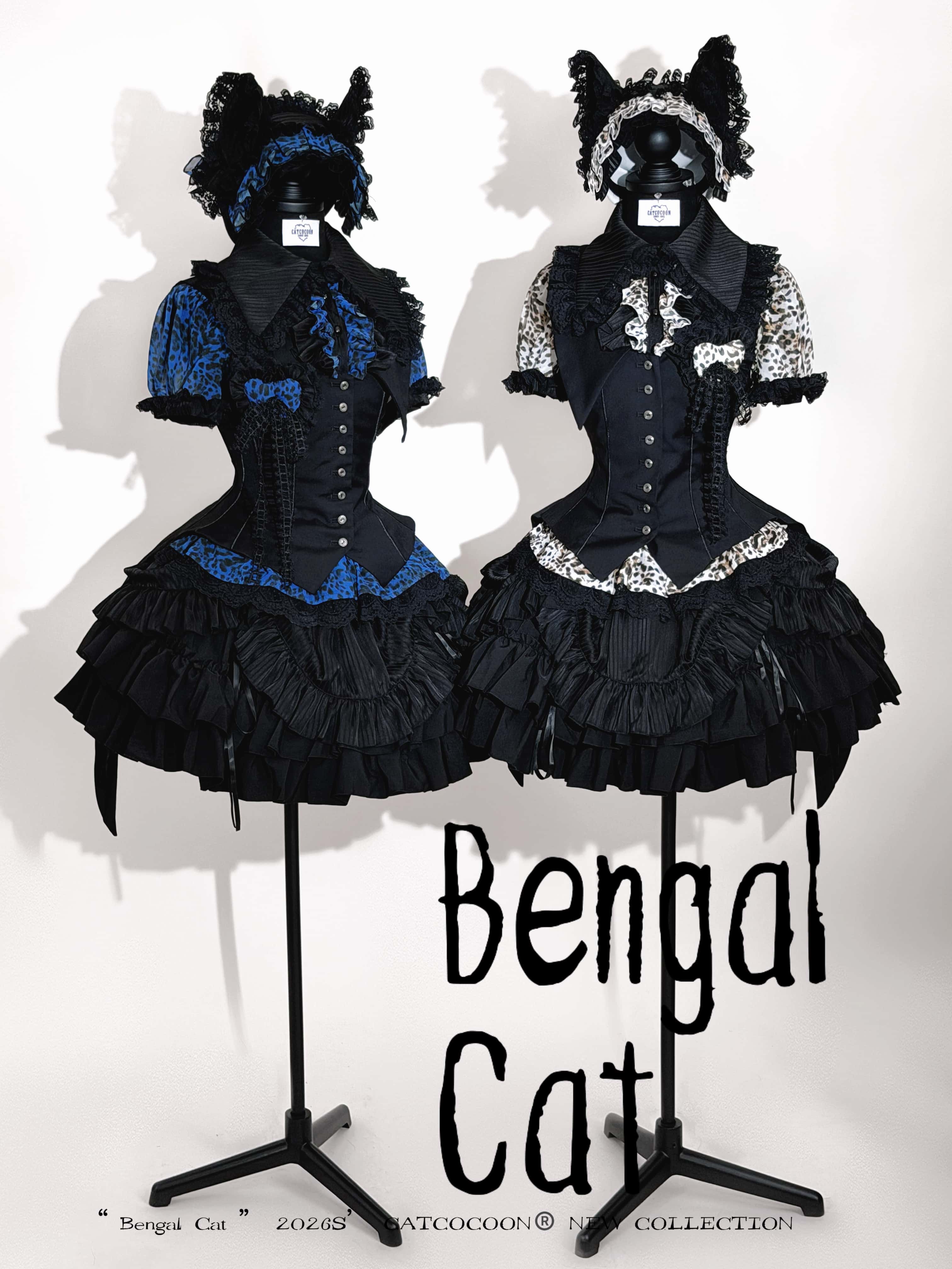 Bengal Cat Gothic Lolita White Blouse & Skirt Set