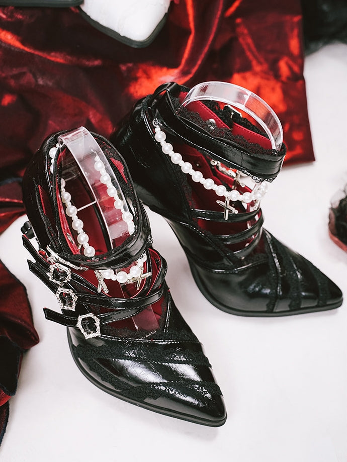 Forbidden Prayer Gothic Lolita Heels with Rose and Cross