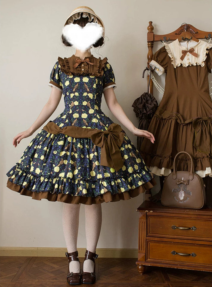 Faded Fairy Tale Picture Book Pastoral Style Lolita OP Dress