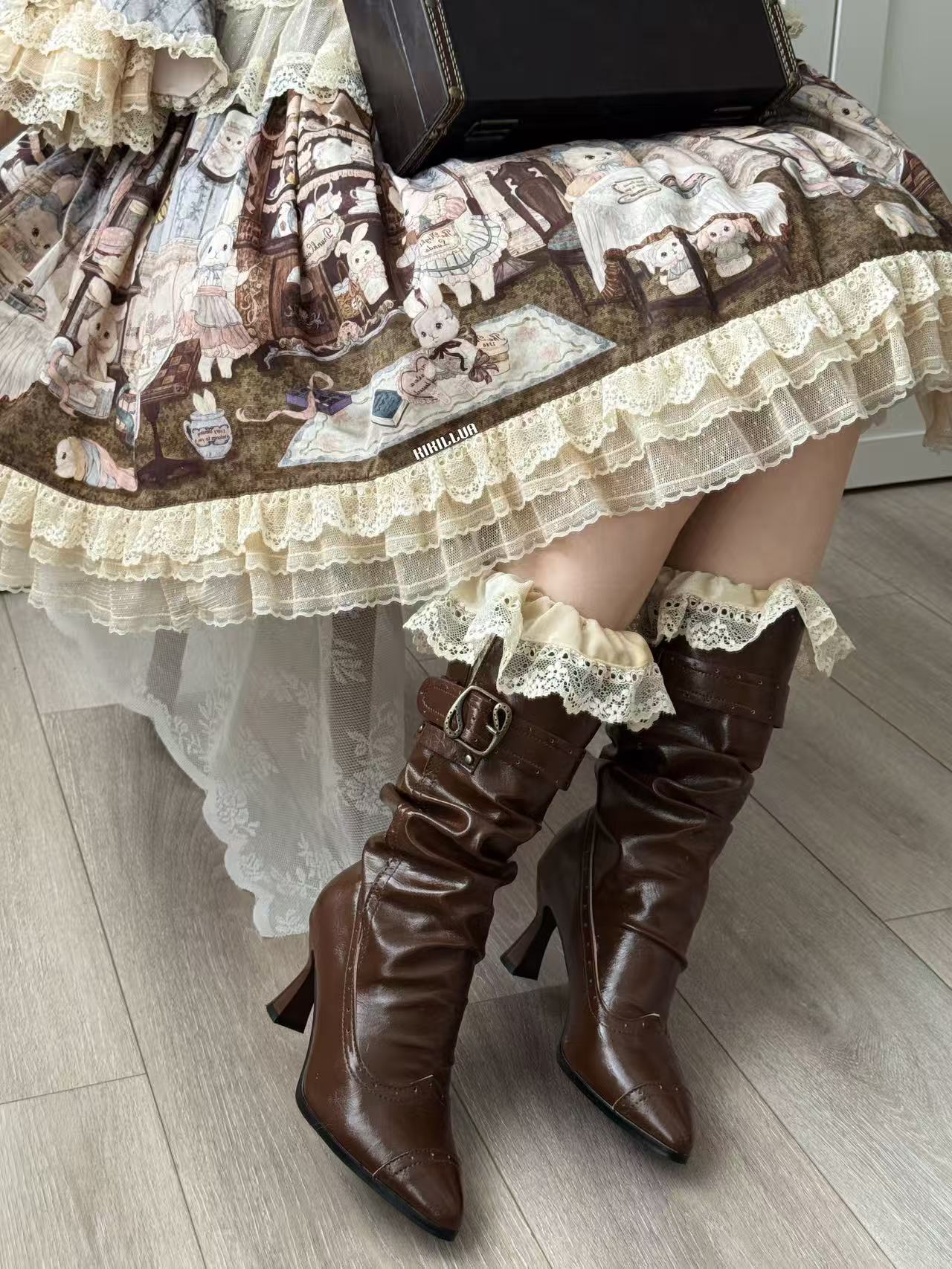 Paris Old‑Dream Vintage Elegant Classical Lolita High‑Heel Boots