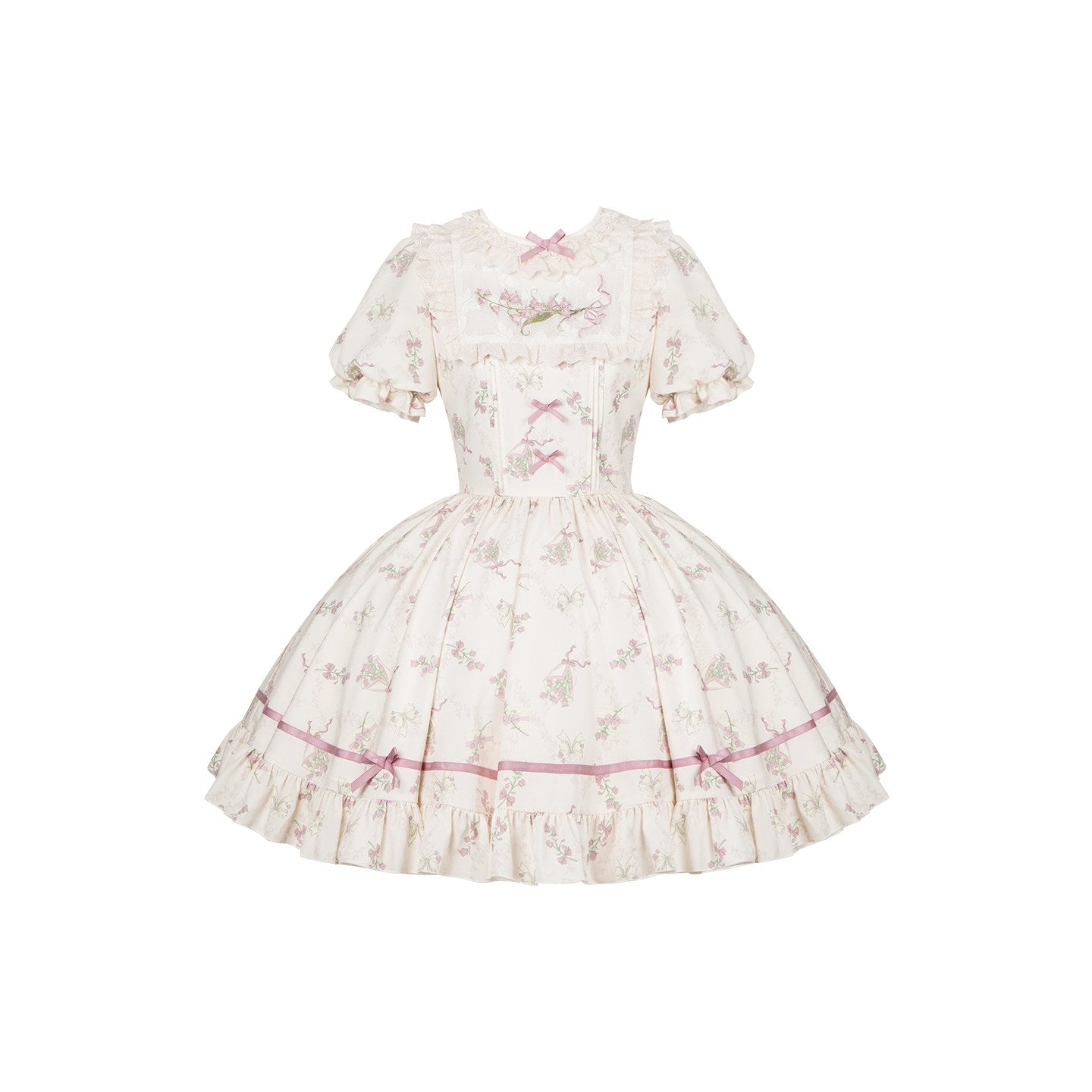 Fragrant Old Dream Pink Bellflower Embroidery Lolita OP & JSK Dress