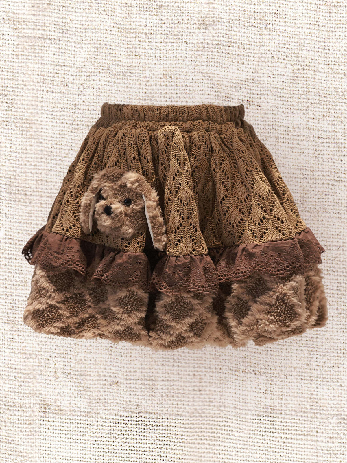 Fluffy Puppy Sweet Lolita Cross Collar Blouse Inner Dress Knit Apron Full Set