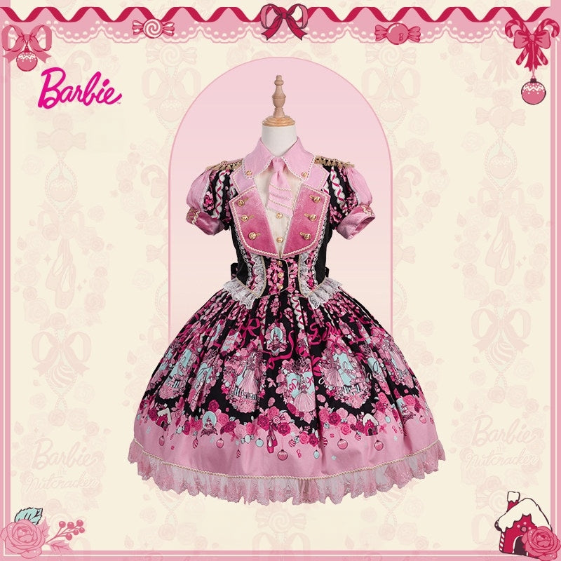 Nutcracker x Barbie Collab Original Lolita Elegant Fake Two‑Piece OP Dress
