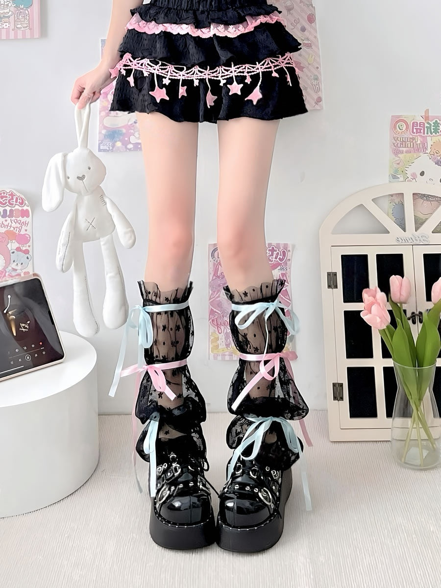 Thin Mid-Calf Lace Leg Warmers Socks