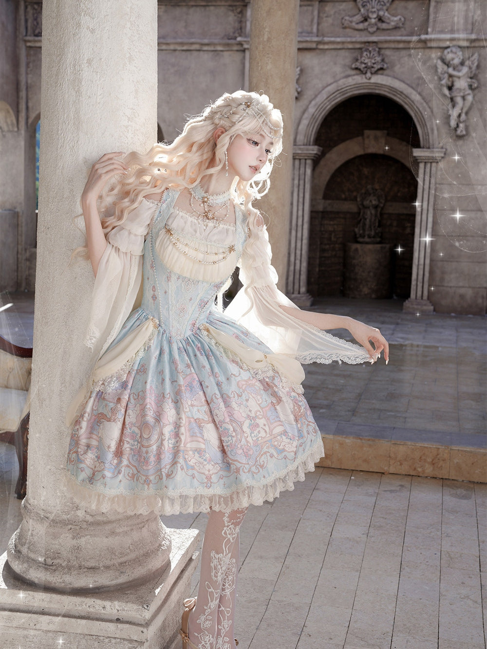 Moon‑Veil Zodiac Elegant Retro Ancient‑Greek Lolita JSK Dress