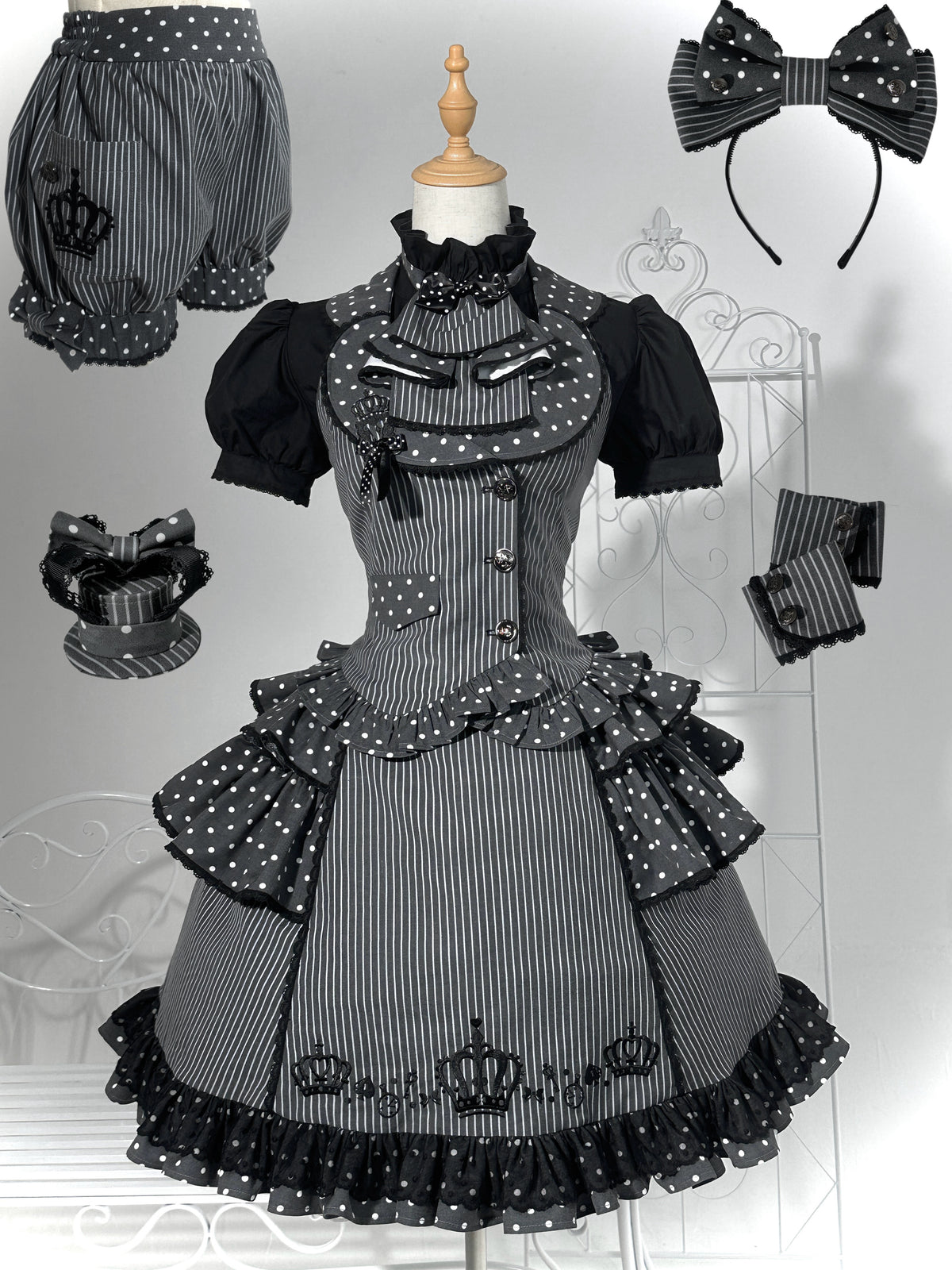 New Century Princess Grey Black Lolita Dress Set