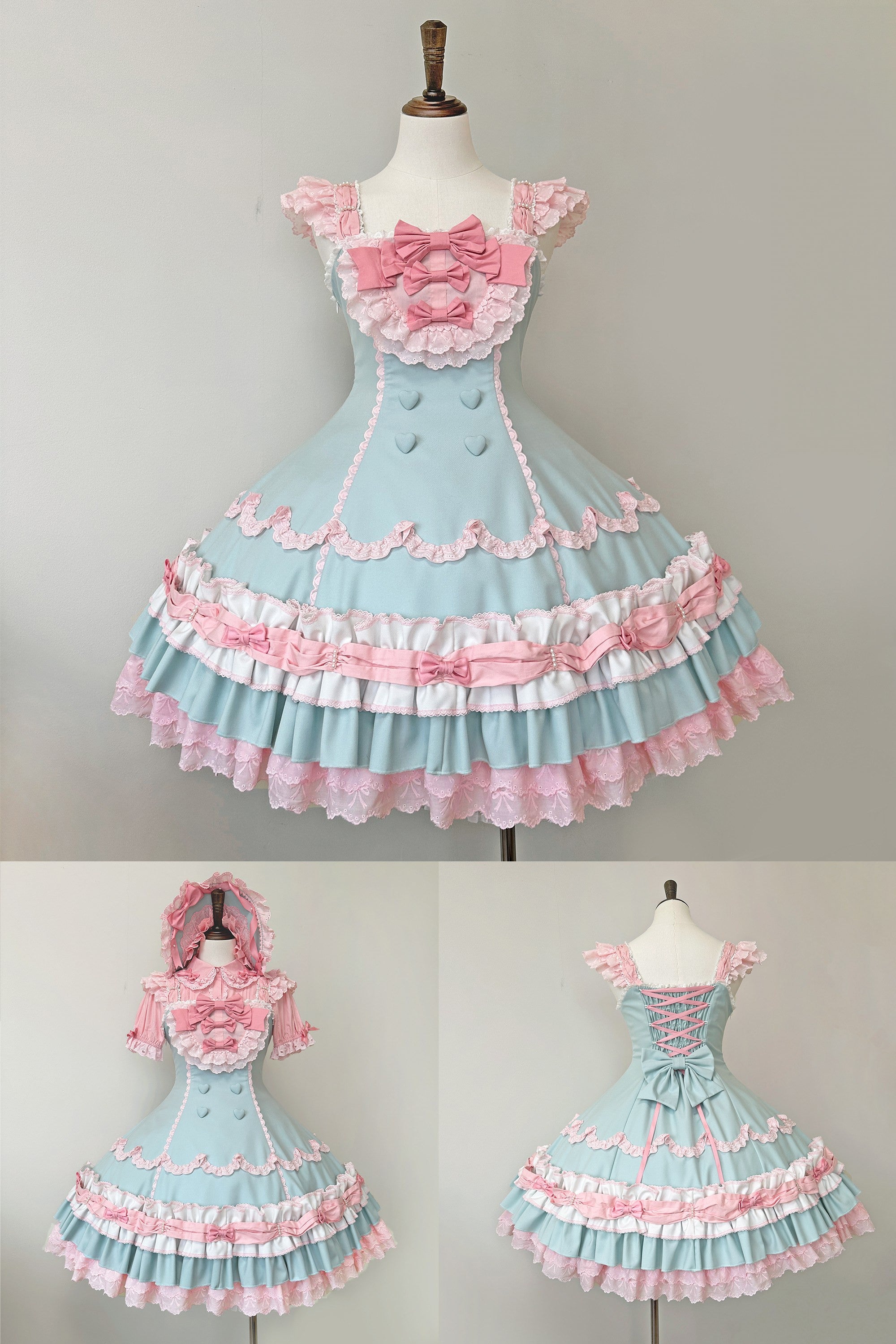 Cream Fondant Sweet Pink Retro 6-Panel Cut Original Lolita JSK