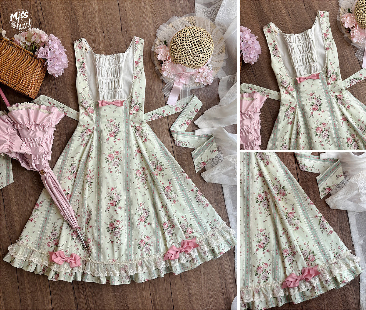 Susans Garden Pastel Floral Empire Waist Lolita JSK Dress Set